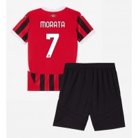 AC Milan Alvaro Morata #7 Hjemme Trøje Børn 2024-25 Kortærmet (+ Korte bukser)